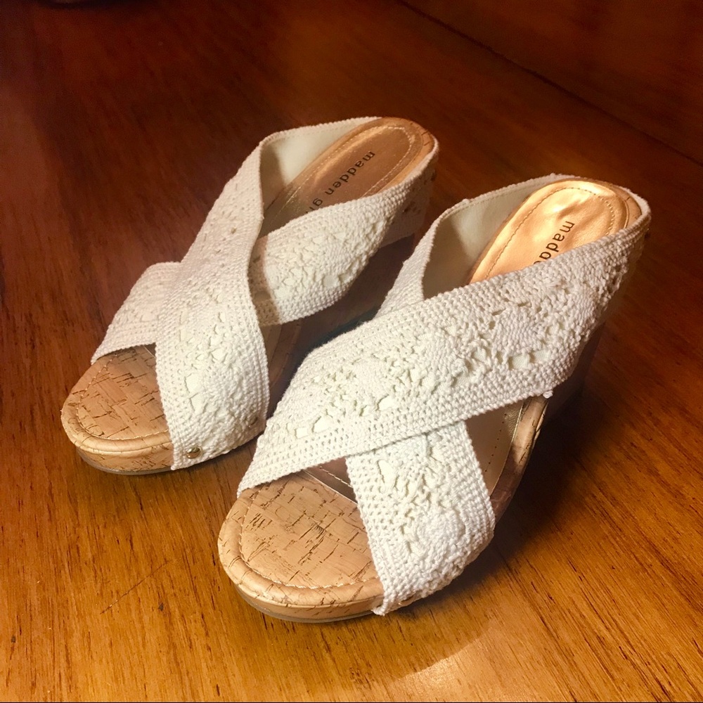 White Crochet Heeled Sandals - Brand New